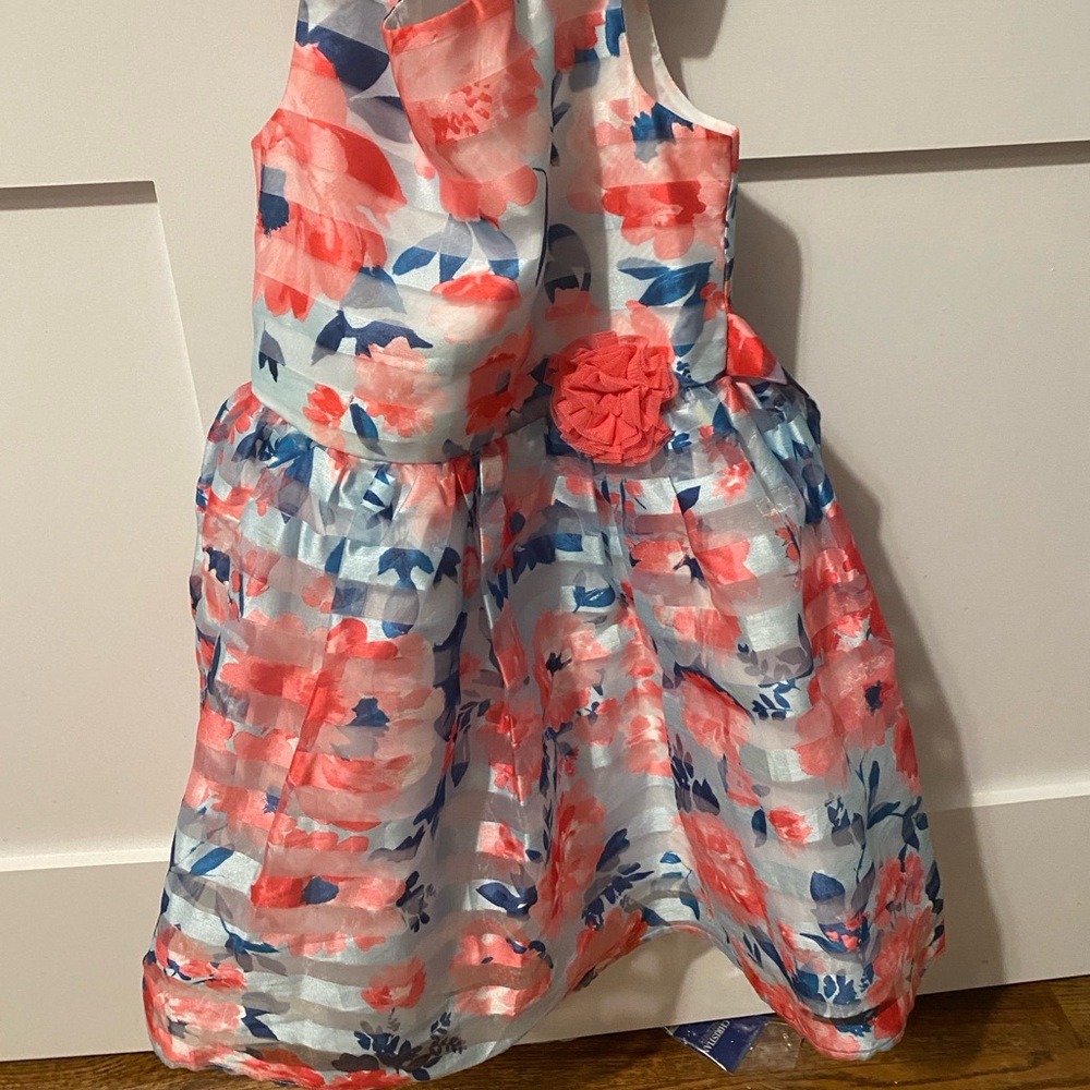 Jona Michelle Coral and Navy Floral Dress